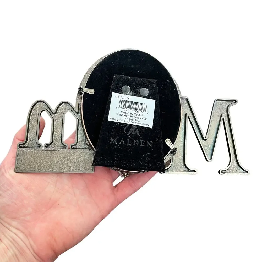 Bronze Tone Metal MOM Photo Frame Oval Picture I Love You Spelled Malden NOS